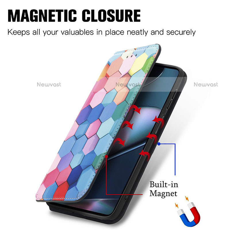 Leather Case Stands Fashionable Pattern Flip Cover Holder S02D for Motorola Moto Edge 30 Pro 5G