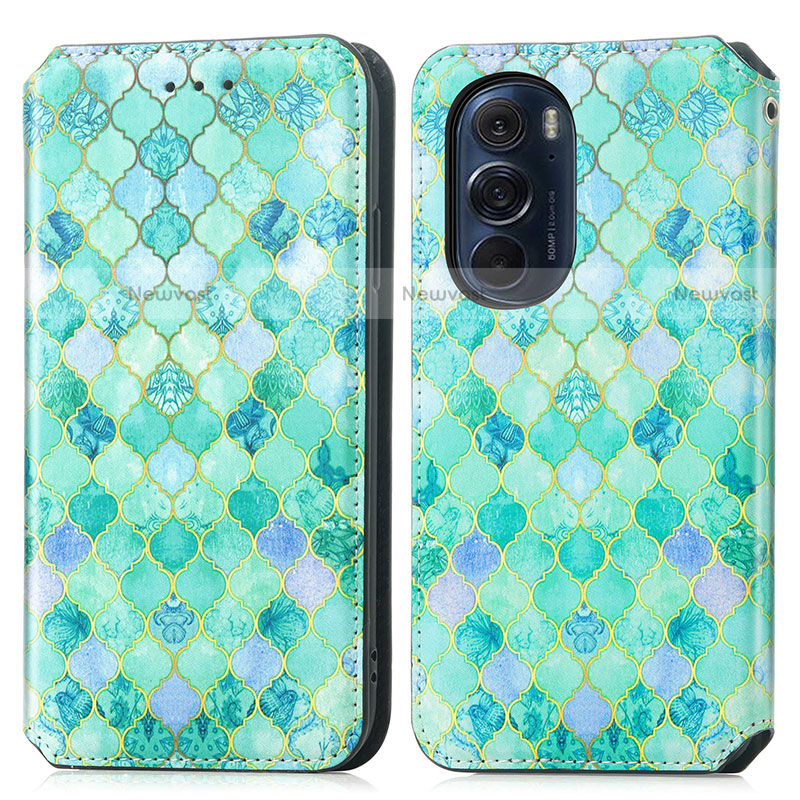 Leather Case Stands Fashionable Pattern Flip Cover Holder S02D for Motorola Moto Edge 30 Pro 5G