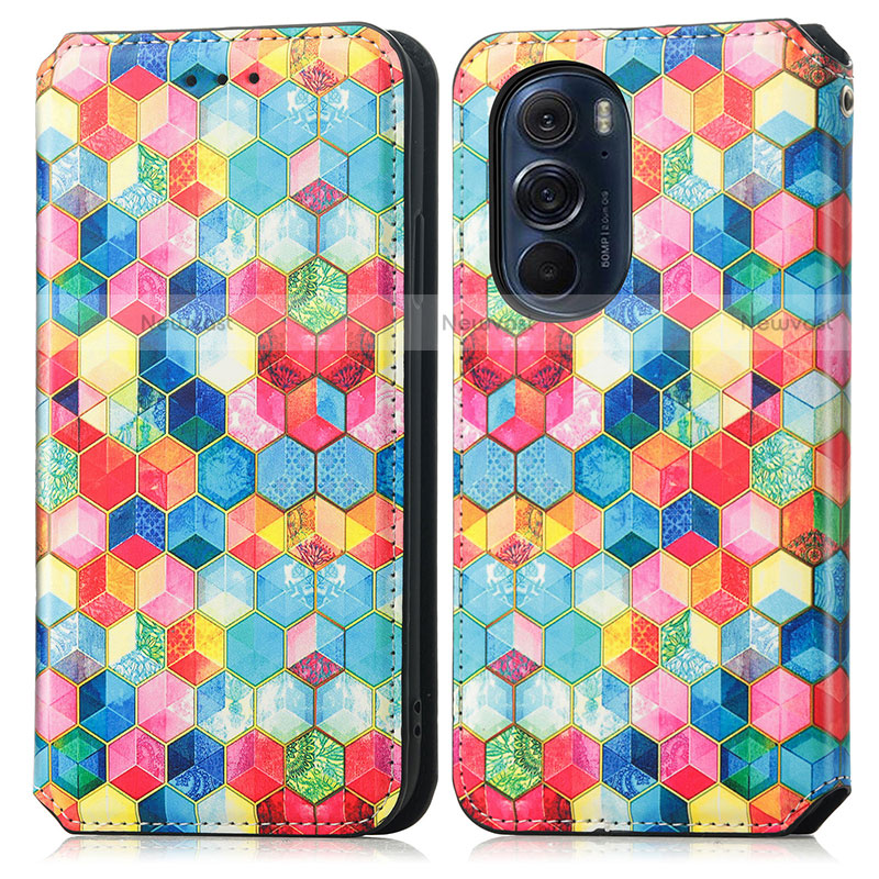 Leather Case Stands Fashionable Pattern Flip Cover Holder S02D for Motorola Moto Edge 30 Pro 5G