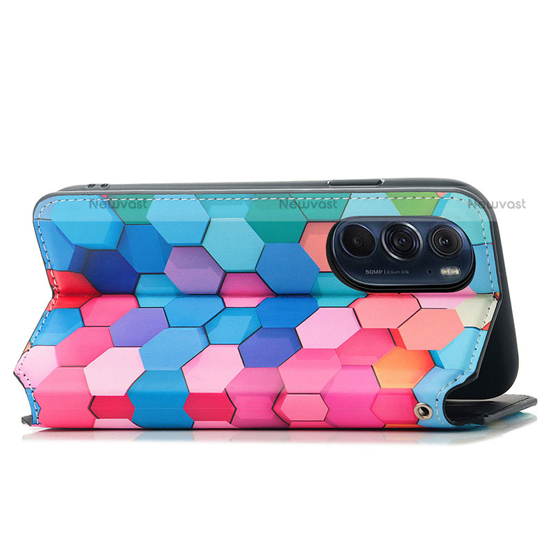 Leather Case Stands Fashionable Pattern Flip Cover Holder S02D for Motorola Moto Edge 30 Pro 5G