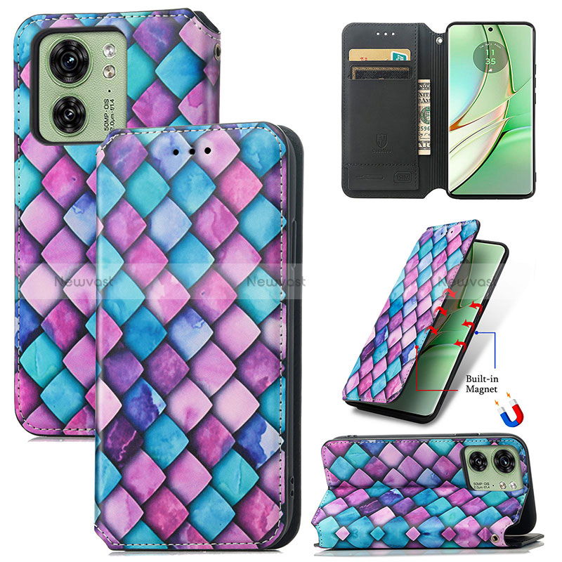 Leather Case Stands Fashionable Pattern Flip Cover Holder S02D for Motorola Moto Edge 40 5G