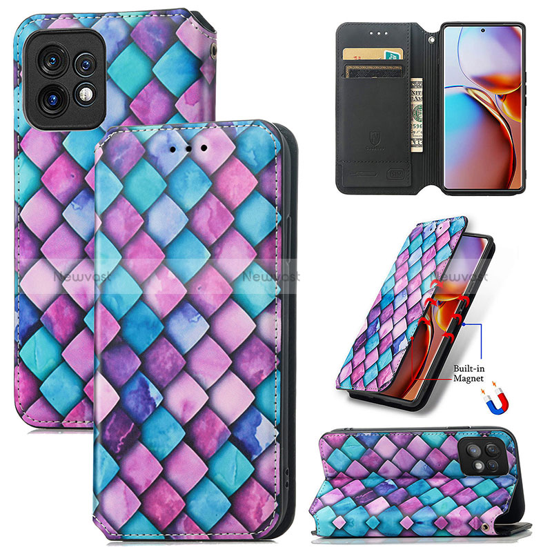 Leather Case Stands Fashionable Pattern Flip Cover Holder S02D for Motorola Moto Edge 40 Pro 5G