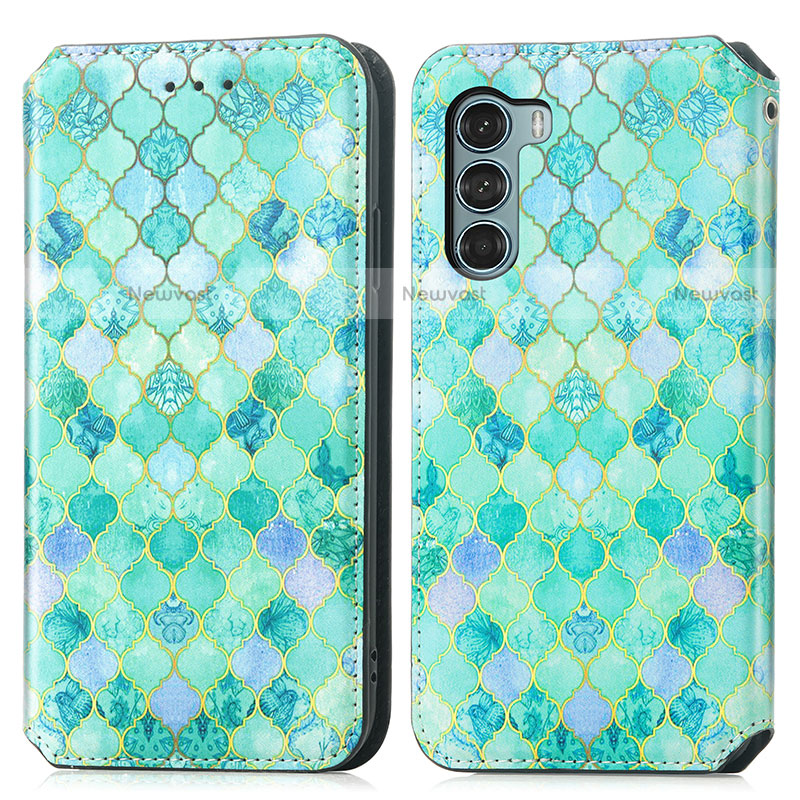 Leather Case Stands Fashionable Pattern Flip Cover Holder S02D for Motorola Moto Edge S30 5G