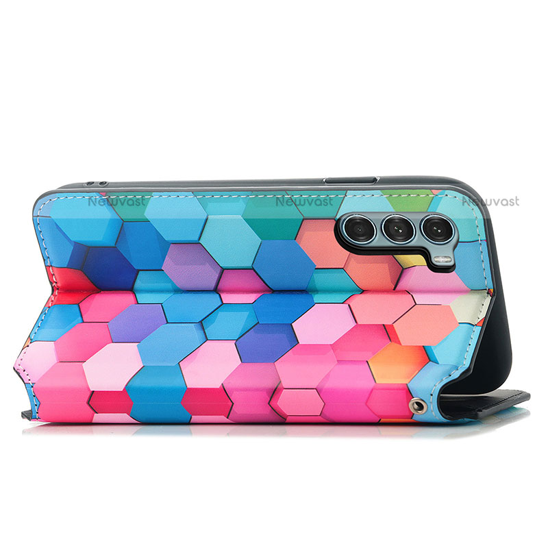 Leather Case Stands Fashionable Pattern Flip Cover Holder S02D for Motorola Moto Edge S30 5G