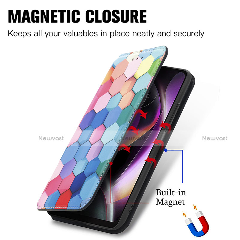 Leather Case Stands Fashionable Pattern Flip Cover Holder S02D for Motorola Moto G 5G (2022)