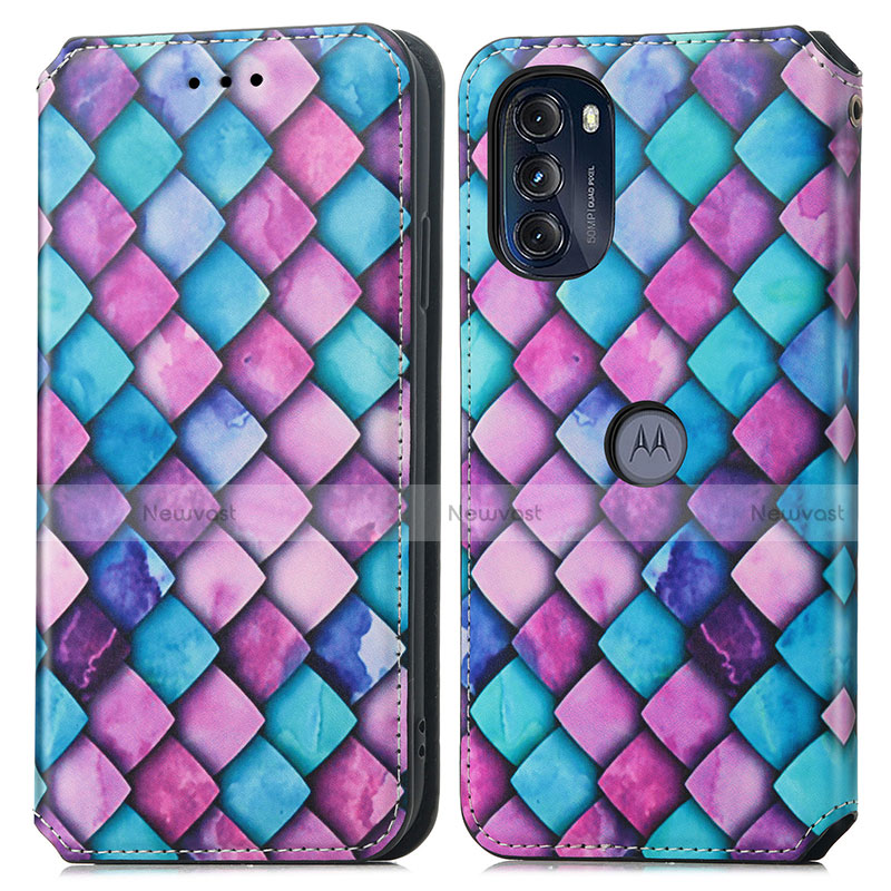 Leather Case Stands Fashionable Pattern Flip Cover Holder S02D for Motorola Moto G 5G (2022)