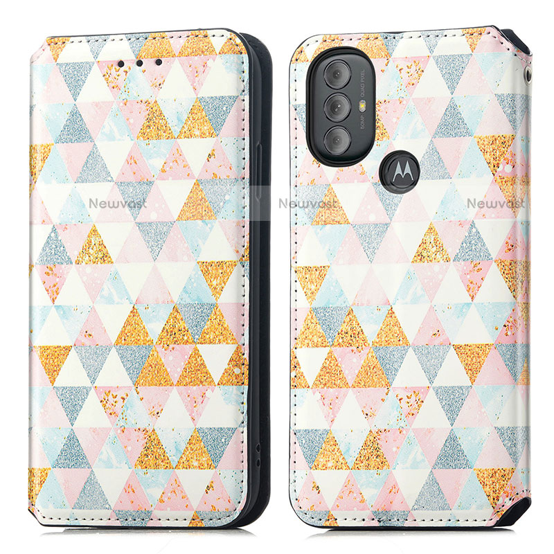 Leather Case Stands Fashionable Pattern Flip Cover Holder S02D for Motorola Moto G Play (2023)