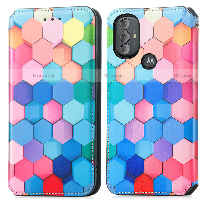 Leather Case Stands Fashionable Pattern Flip Cover Holder S02D for Motorola Moto G Play (2023)