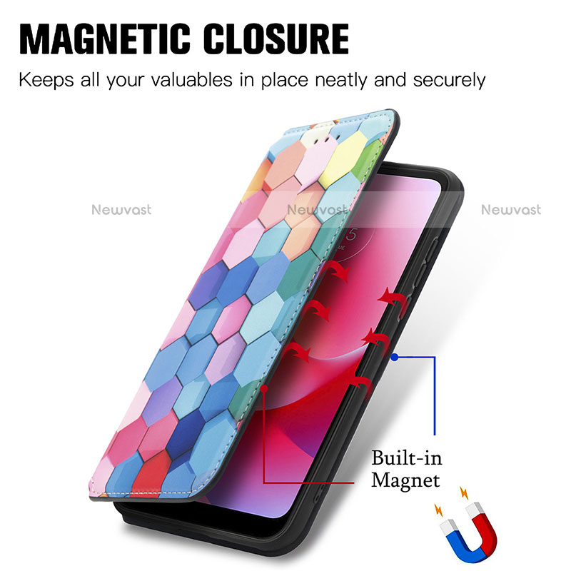 Leather Case Stands Fashionable Pattern Flip Cover Holder S02D for Motorola Moto G Play (2023)