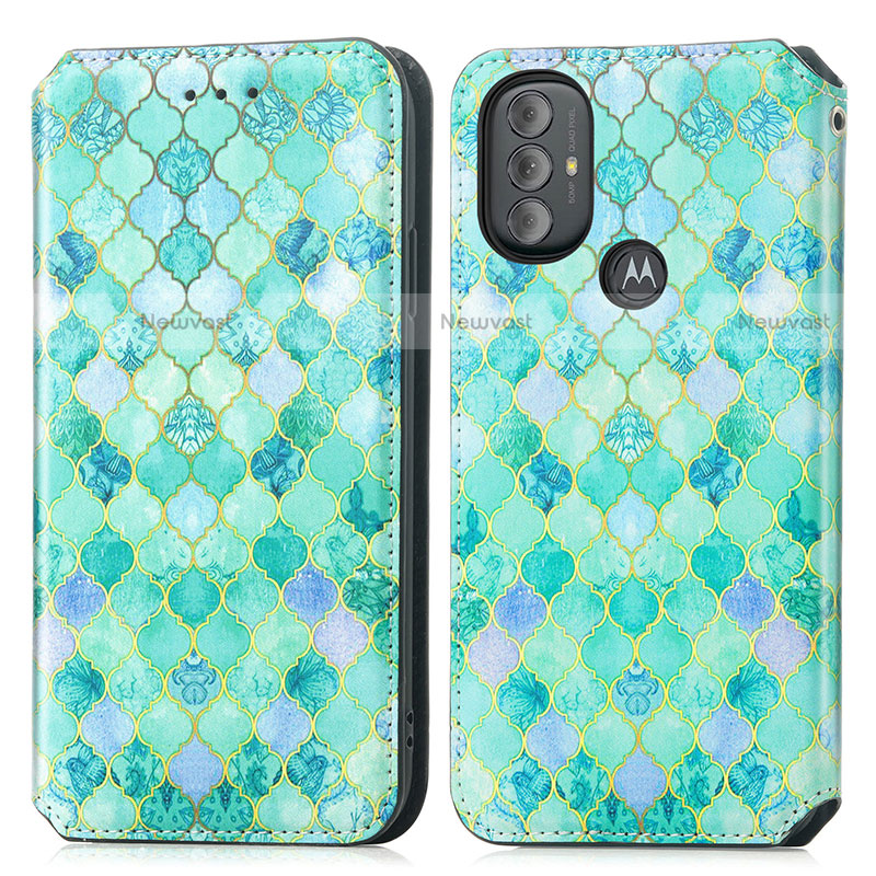 Leather Case Stands Fashionable Pattern Flip Cover Holder S02D for Motorola Moto G Play Gen 2