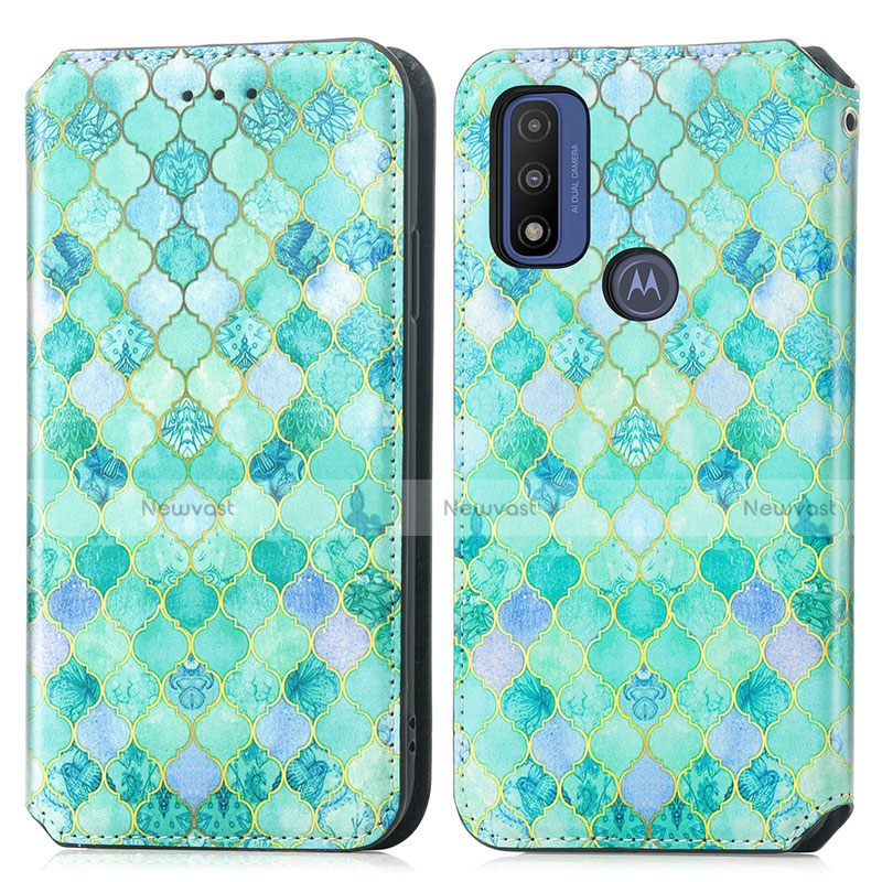 Leather Case Stands Fashionable Pattern Flip Cover Holder S02D for Motorola Moto G Pure