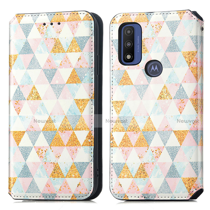 Leather Case Stands Fashionable Pattern Flip Cover Holder S02D for Motorola Moto G Pure