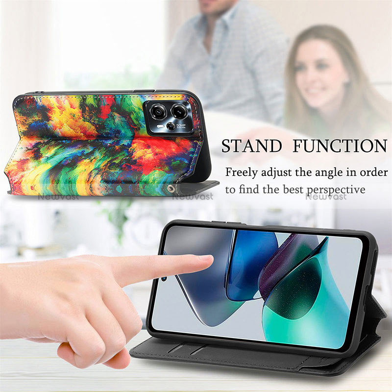 Leather Case Stands Fashionable Pattern Flip Cover Holder S02D for Motorola Moto G23