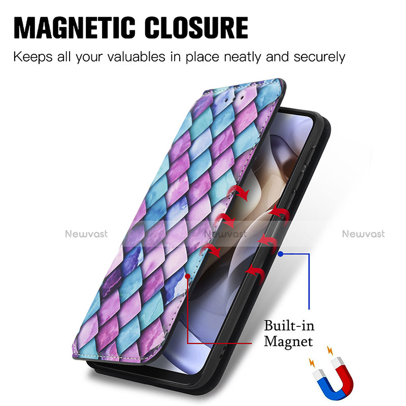 Leather Case Stands Fashionable Pattern Flip Cover Holder S02D for Motorola Moto G41