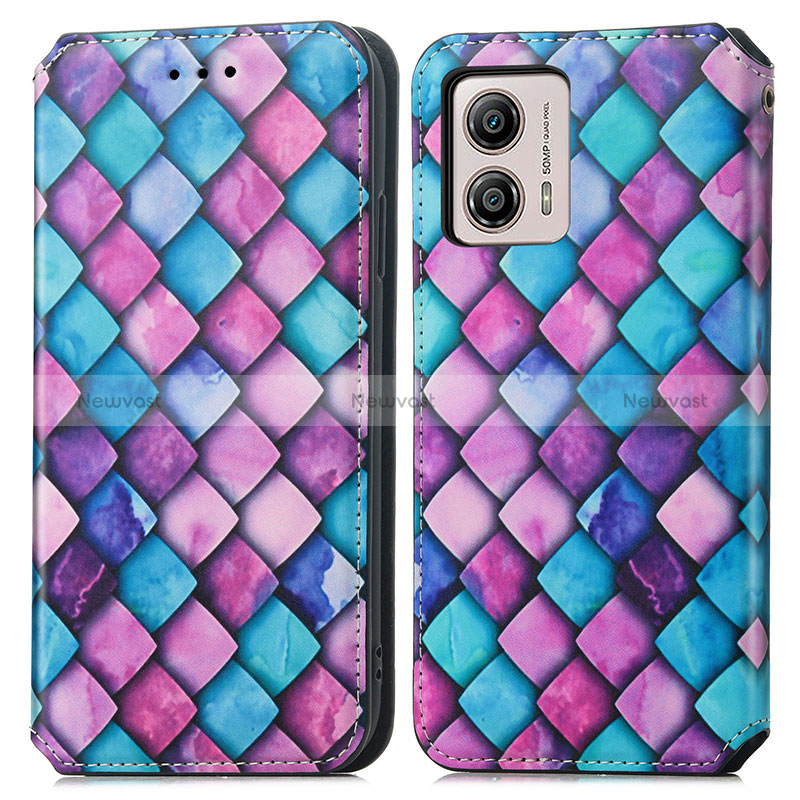 Leather Case Stands Fashionable Pattern Flip Cover Holder S02D for Motorola Moto G53 5G