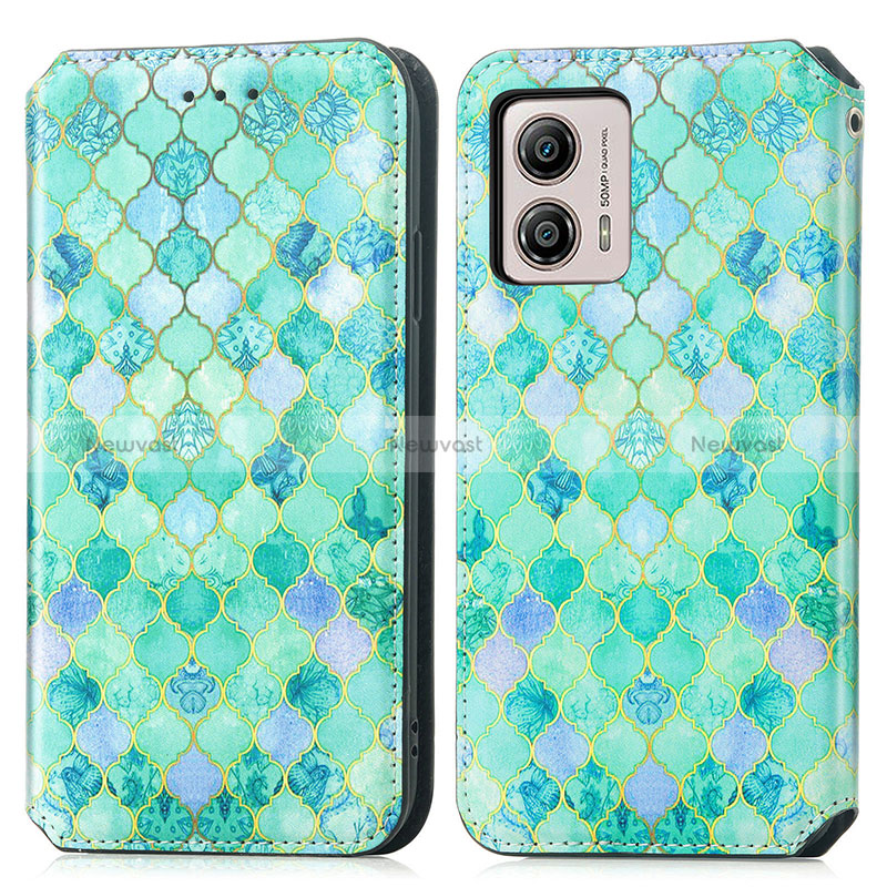 Leather Case Stands Fashionable Pattern Flip Cover Holder S02D for Motorola Moto G53 5G