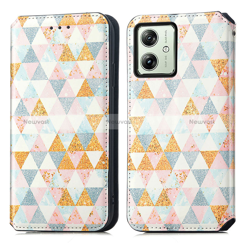 Leather Case Stands Fashionable Pattern Flip Cover Holder S02D for Motorola Moto G54 5G