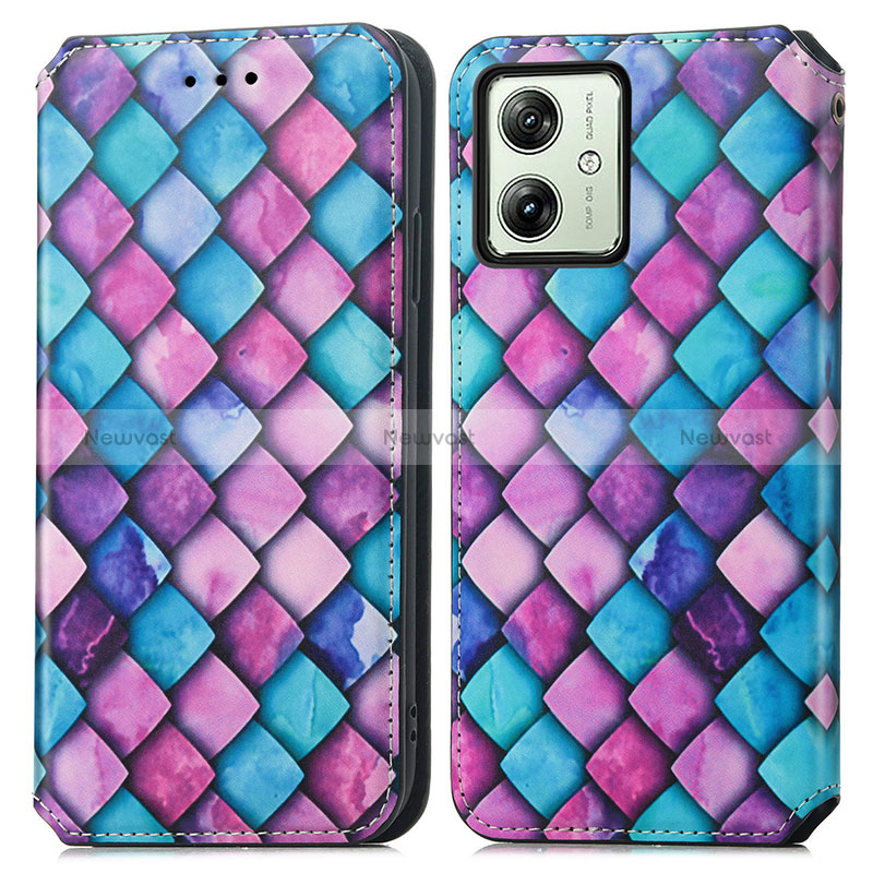 Leather Case Stands Fashionable Pattern Flip Cover Holder S02D for Motorola Moto G54 5G