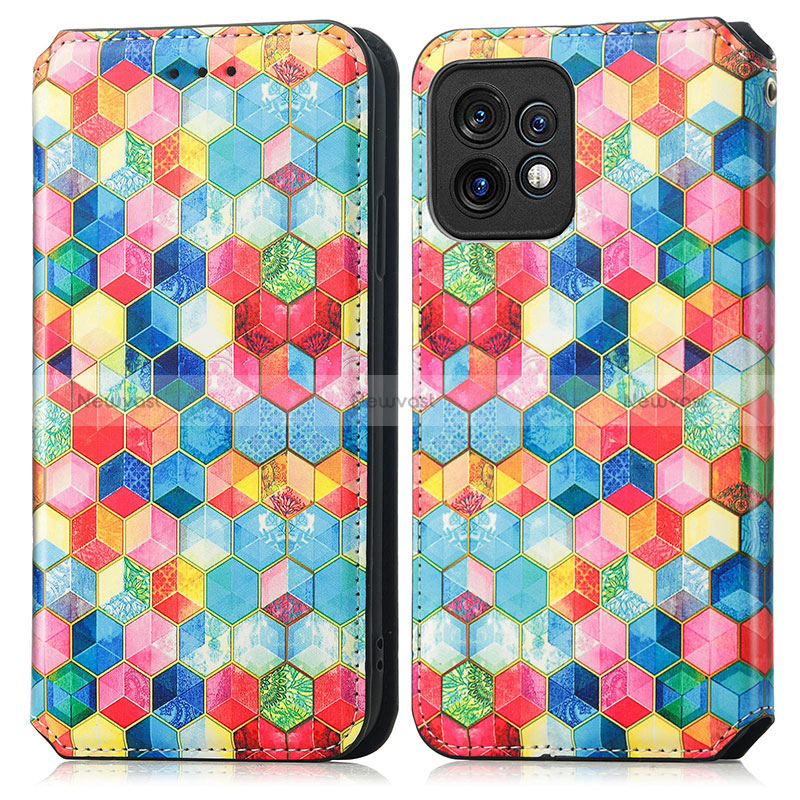 Leather Case Stands Fashionable Pattern Flip Cover Holder S02D for Motorola Moto X40 5G