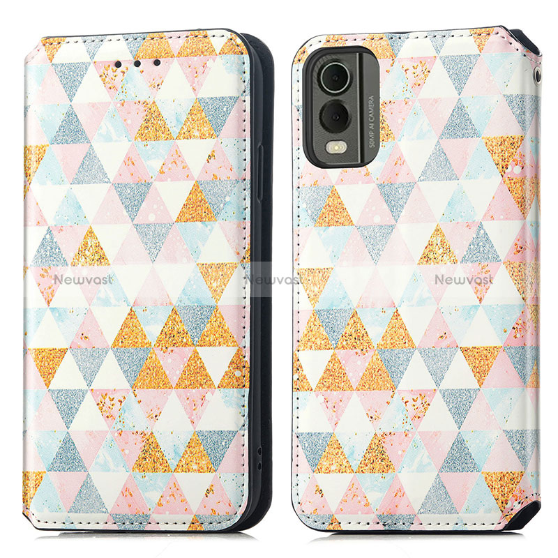 Leather Case Stands Fashionable Pattern Flip Cover Holder S02D for Nokia C210