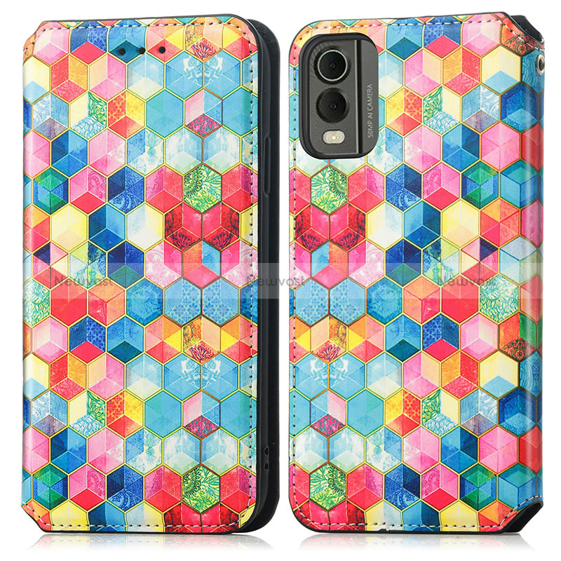 Leather Case Stands Fashionable Pattern Flip Cover Holder S02D for Nokia C32