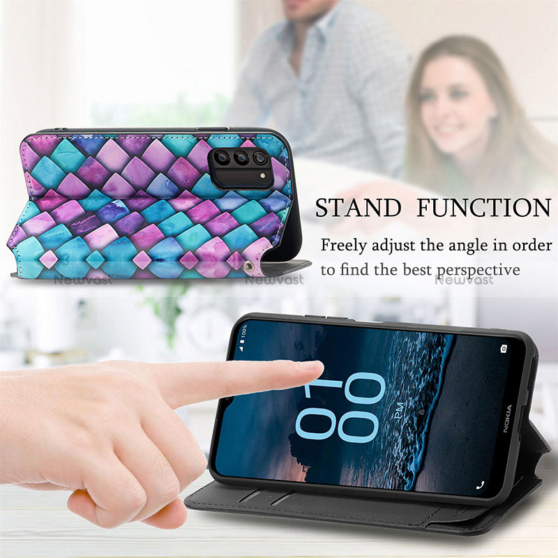 Leather Case Stands Fashionable Pattern Flip Cover Holder S02D for Nokia G100