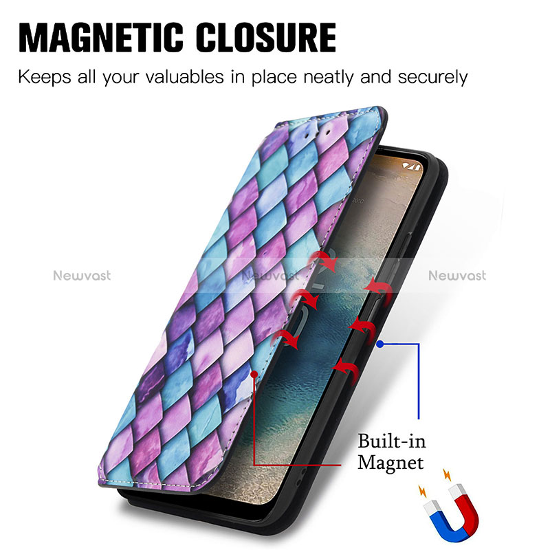 Leather Case Stands Fashionable Pattern Flip Cover Holder S02D for Nokia G22