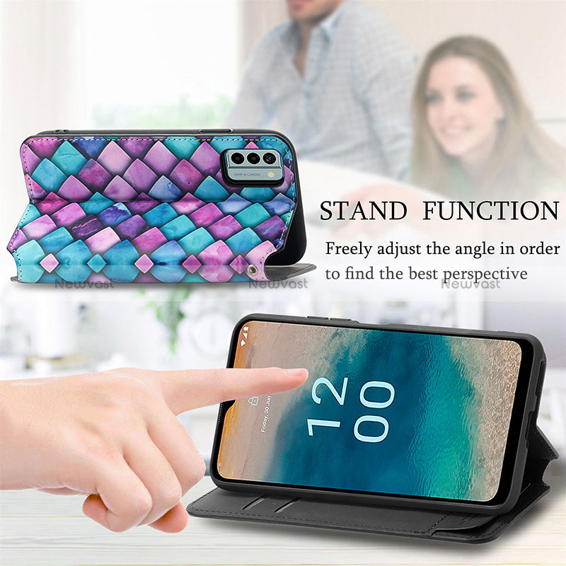 Leather Case Stands Fashionable Pattern Flip Cover Holder S02D for Nokia G22