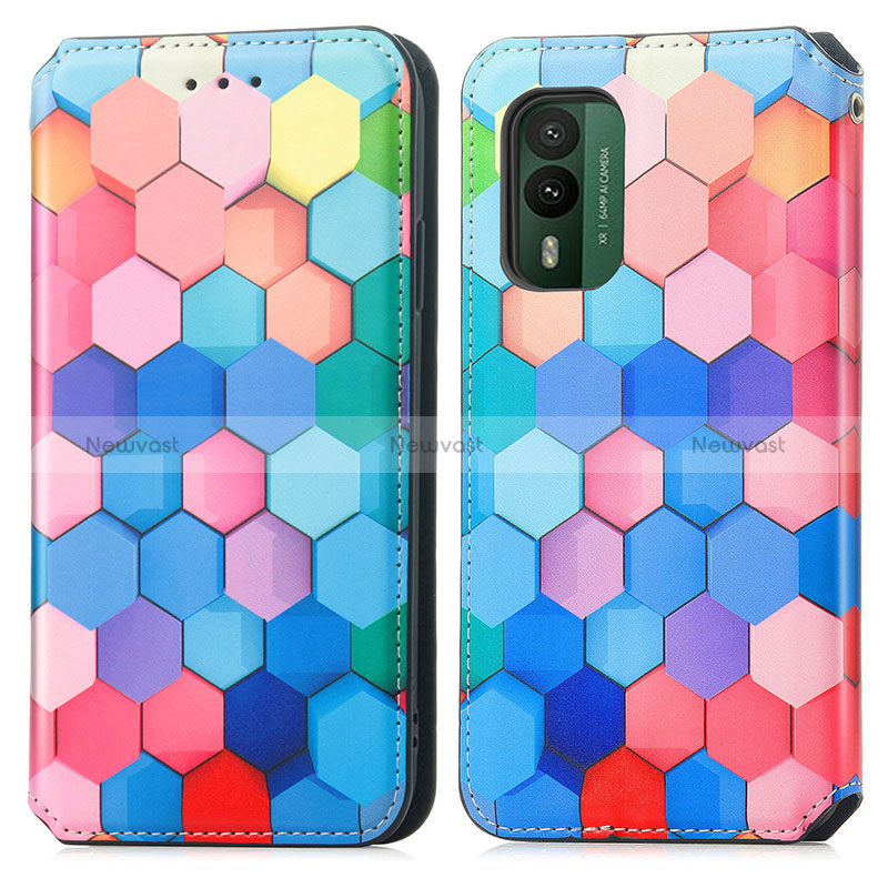 Leather Case Stands Fashionable Pattern Flip Cover Holder S02D for Nokia XR21 Colorful