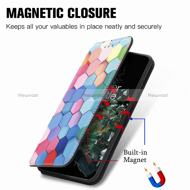 Leather Case Stands Fashionable Pattern Flip Cover Holder S02D for OnePlus Ace Pro 5G