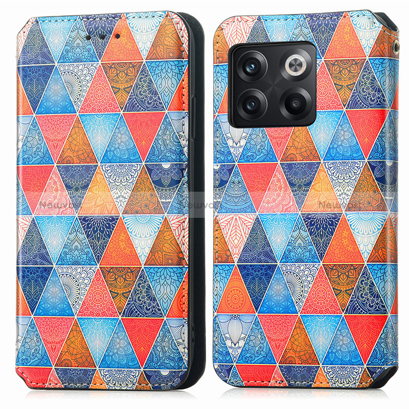 Leather Case Stands Fashionable Pattern Flip Cover Holder S02D for OnePlus Ace Pro 5G