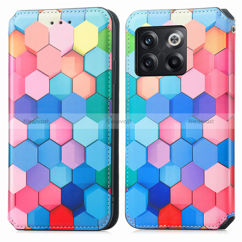 Leather Case Stands Fashionable Pattern Flip Cover Holder S02D for OnePlus Ace Pro 5G Colorful