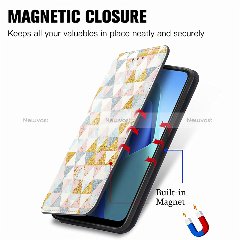 Leather Case Stands Fashionable Pattern Flip Cover Holder S02D for Oppo A16K