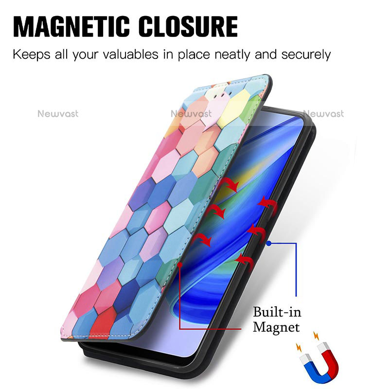 Leather Case Stands Fashionable Pattern Flip Cover Holder S02D for Oppo A74 4G