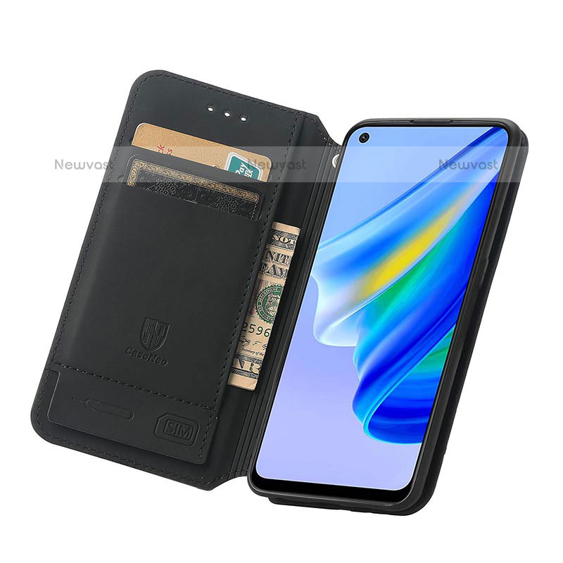 Leather Case Stands Fashionable Pattern Flip Cover Holder S02D for Oppo A74 4G