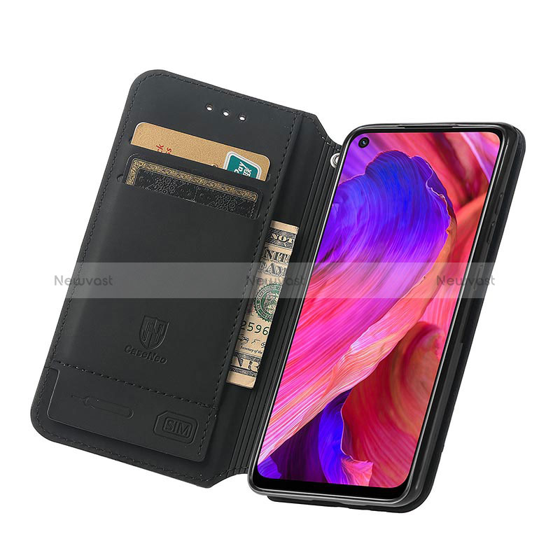 Leather Case Stands Fashionable Pattern Flip Cover Holder S02D for Oppo A74 5G