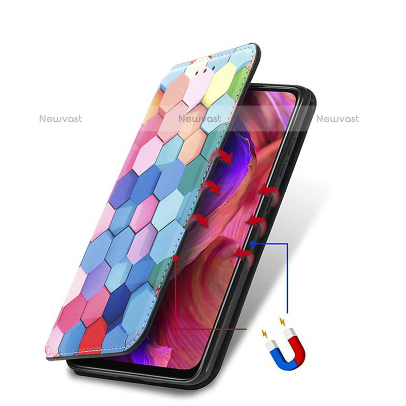 Leather Case Stands Fashionable Pattern Flip Cover Holder S02D for Oppo A93 5G