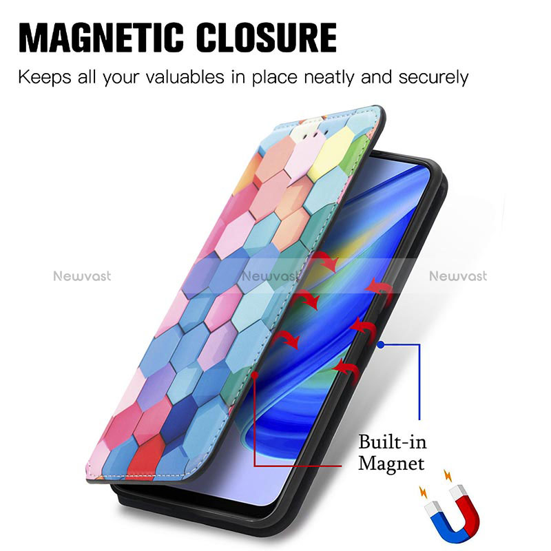 Leather Case Stands Fashionable Pattern Flip Cover Holder S02D for Oppo F19