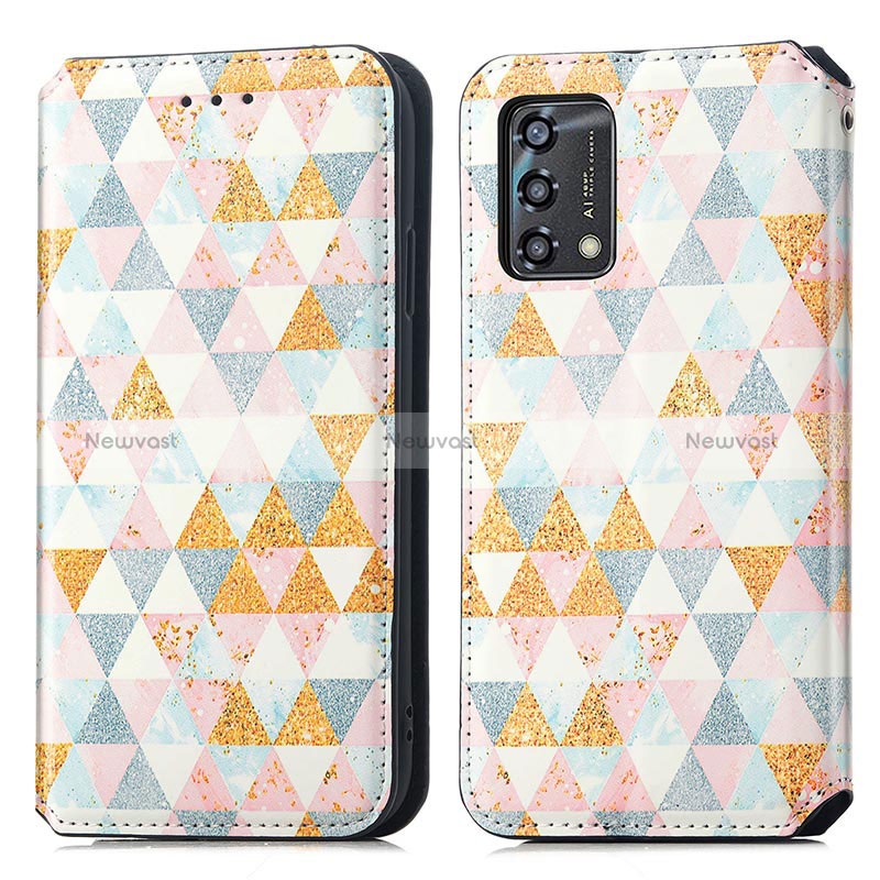 Leather Case Stands Fashionable Pattern Flip Cover Holder S02D for Oppo F19