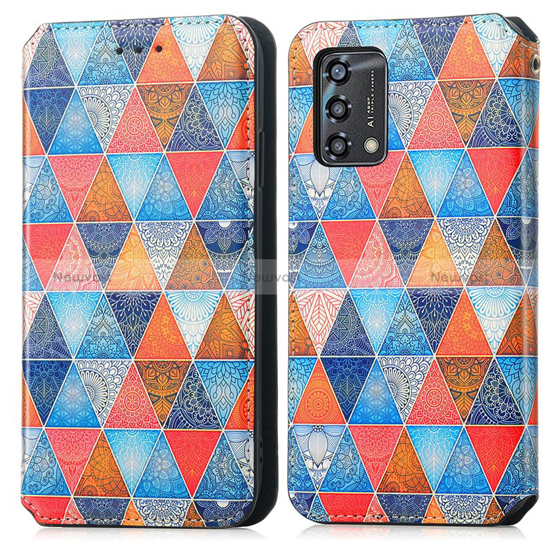 Leather Case Stands Fashionable Pattern Flip Cover Holder S02D for Oppo F19s