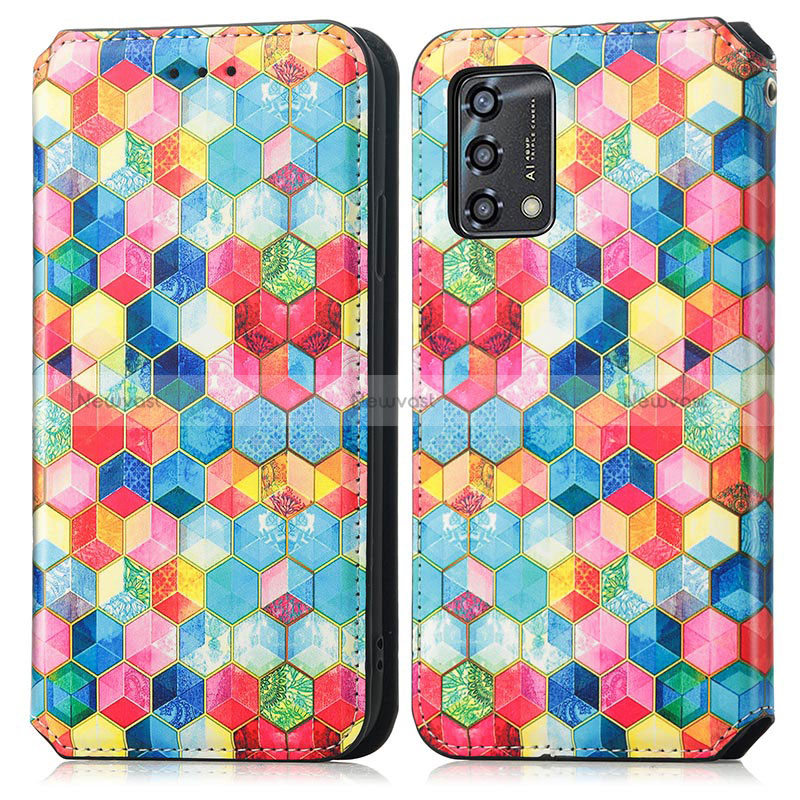 Leather Case Stands Fashionable Pattern Flip Cover Holder S02D for Oppo F19s