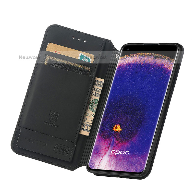 Leather Case Stands Fashionable Pattern Flip Cover Holder S02D for Oppo Find X5 Pro 5G