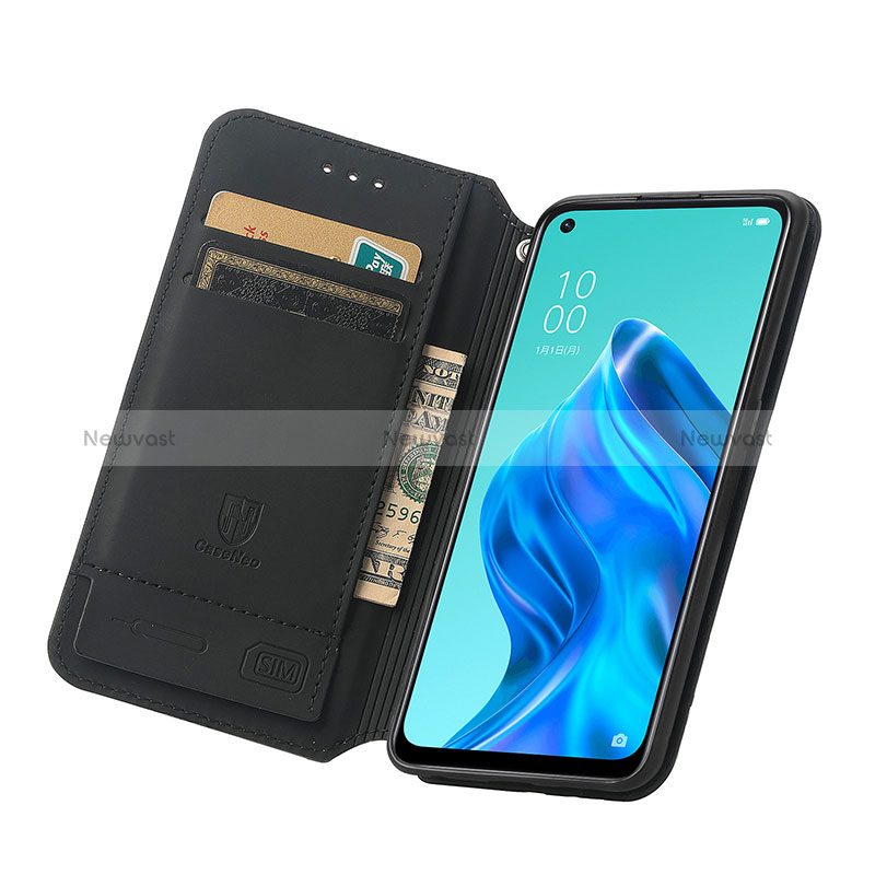 Leather Case Stands Fashionable Pattern Flip Cover Holder S02D for Oppo Reno5 A