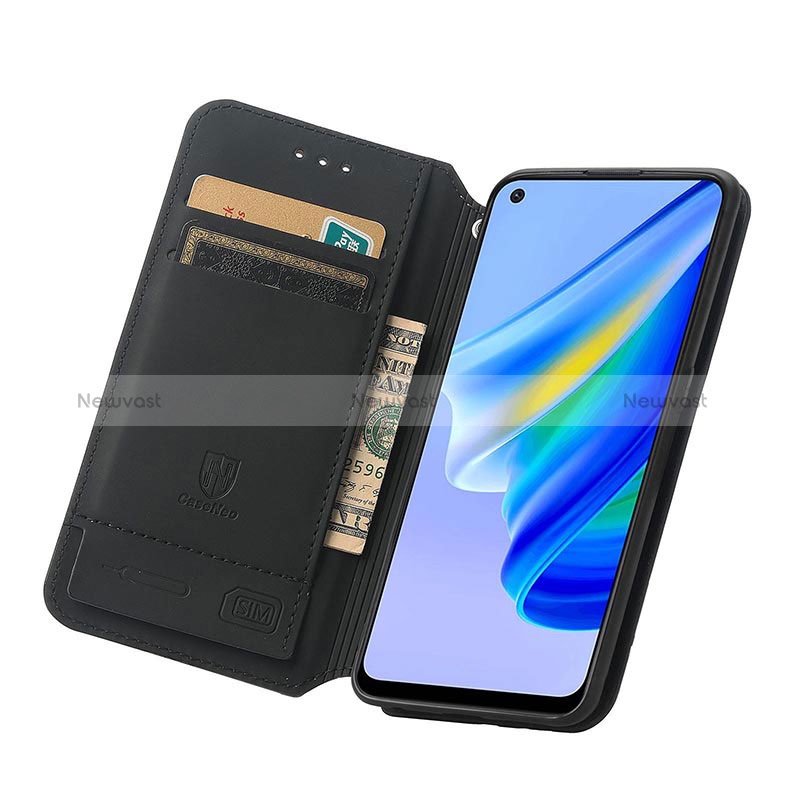 Leather Case Stands Fashionable Pattern Flip Cover Holder S02D for Oppo Reno6 Lite