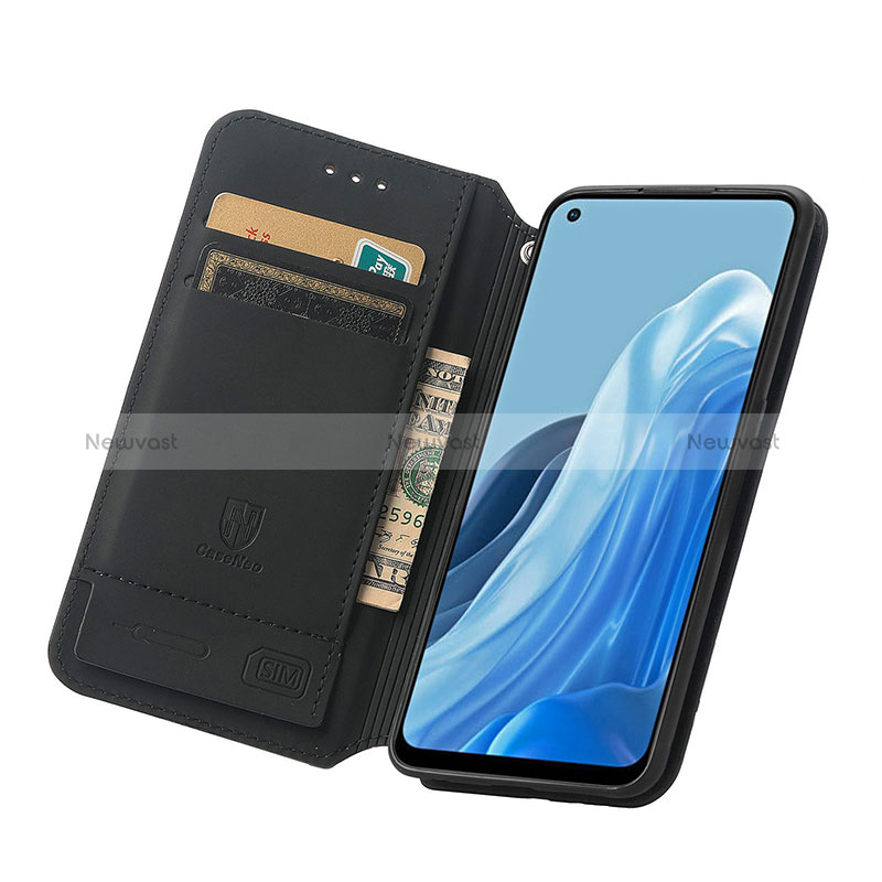 Leather Case Stands Fashionable Pattern Flip Cover Holder S02D for Oppo Reno7 4G