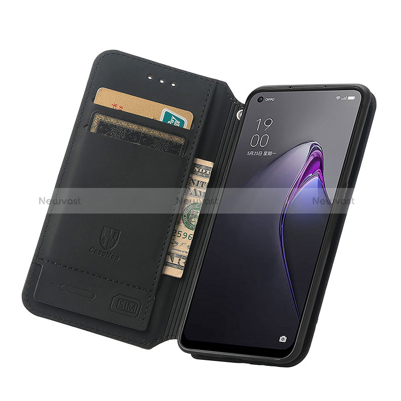 Leather Case Stands Fashionable Pattern Flip Cover Holder S02D for Oppo Reno9 Pro 5G