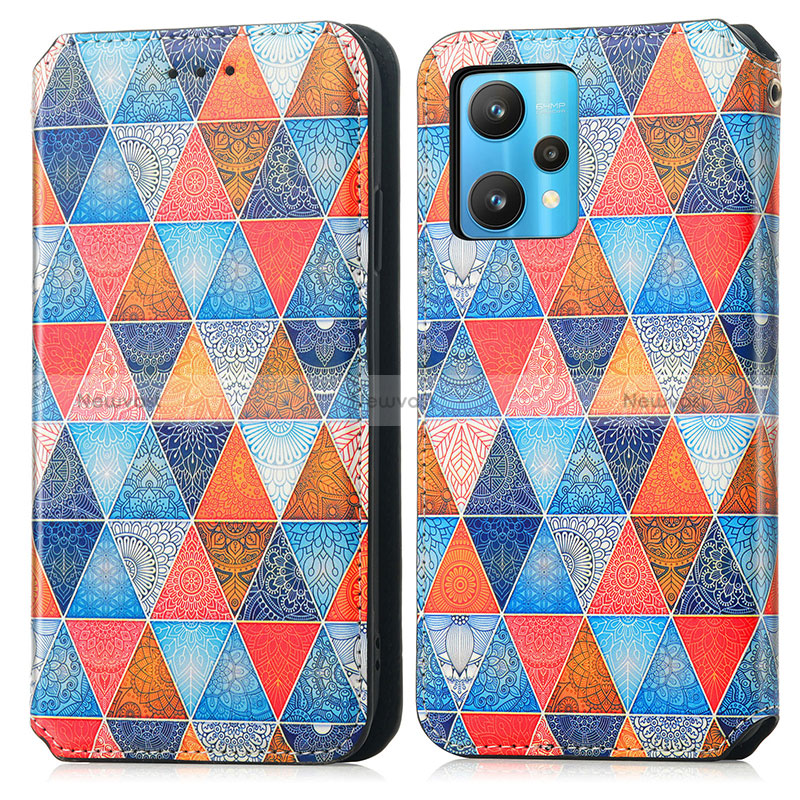 Leather Case Stands Fashionable Pattern Flip Cover Holder S02D for Realme 9 Pro+ Plus 5G