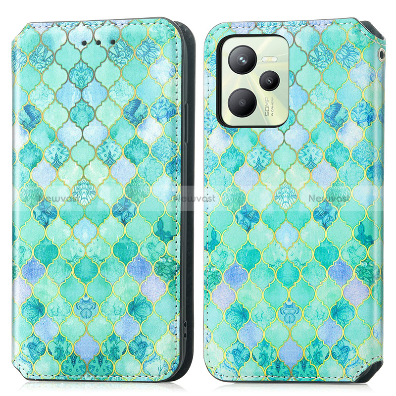 Leather Case Stands Fashionable Pattern Flip Cover Holder S02D for Realme C35