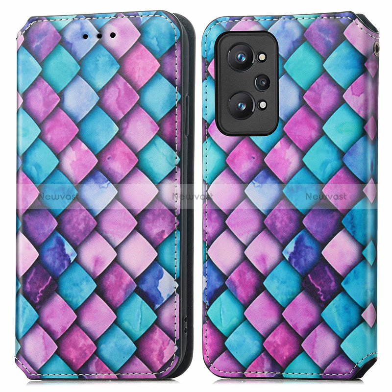 Leather Case Stands Fashionable Pattern Flip Cover Holder S02D for Realme GT Neo 3T 5G