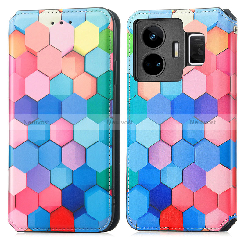 Leather Case Stands Fashionable Pattern Flip Cover Holder S02D for Realme GT Neo5 240W 5G Colorful